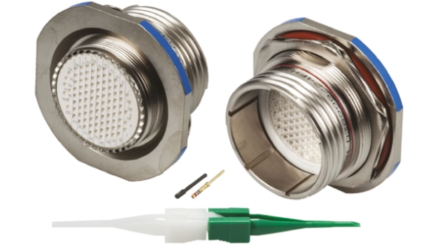 ITT, KJB 100 Way Panel Mount Circular Connectors Receptacle, Pin Contacts,Shell Size 23, Screw Coupling