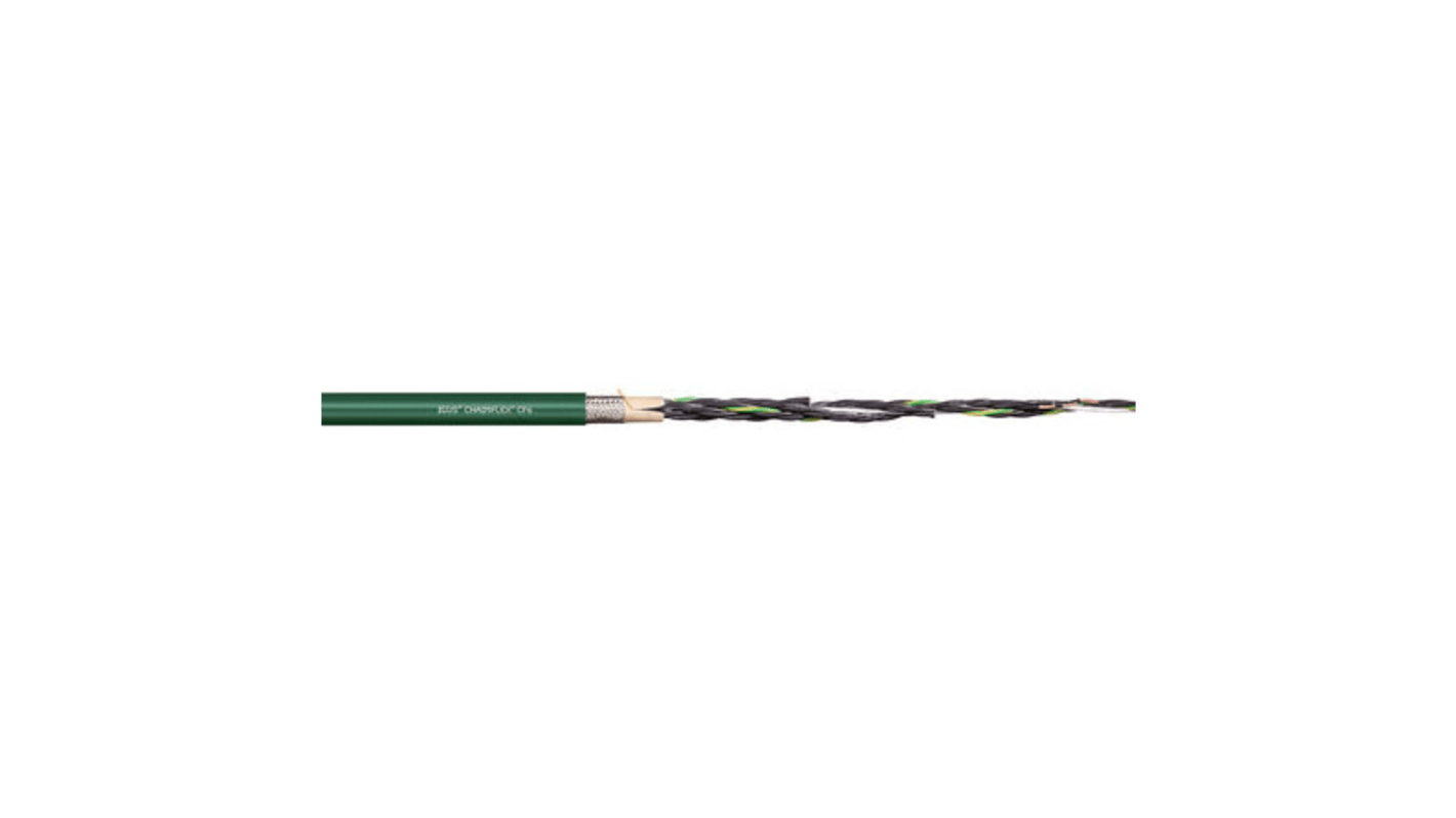 Igus chainflex CF6 Control Cable, 2 Cores, 0.5 mm², Screened, 25m, Green PVC Sheath, 20 AWG