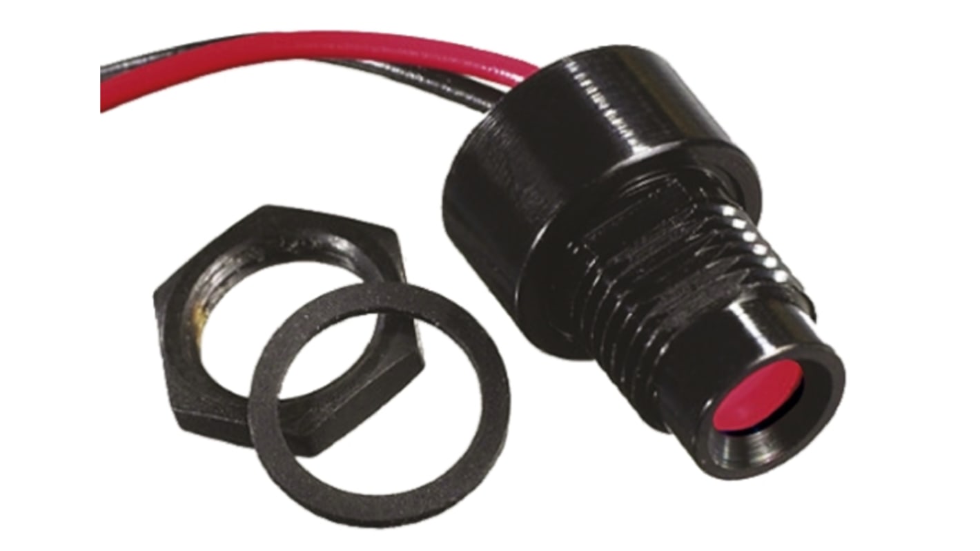 Indicatore da pannello APEM Rosso  a LED, 2V cc, Ad incasso, foro da 8mm