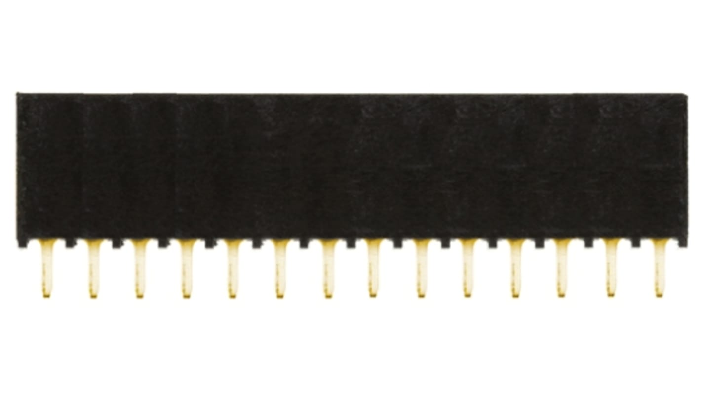 Samtec SSQ Series Straight Through Hole Mount PCB Socket, 14-Contact, 1-Row, 2.54mm Pitch, Solder Termination