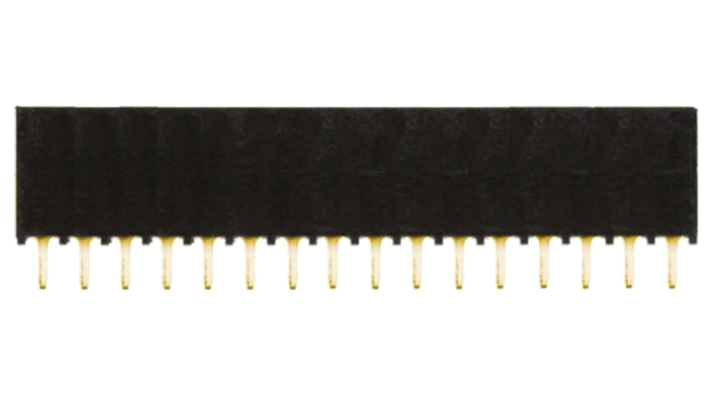Conector hembra para PCB Samtec serie SSQ, de 16 vías en 1 fila, paso 2.54mm, 550 V, 7.6A, Montaje en orificio pasante,