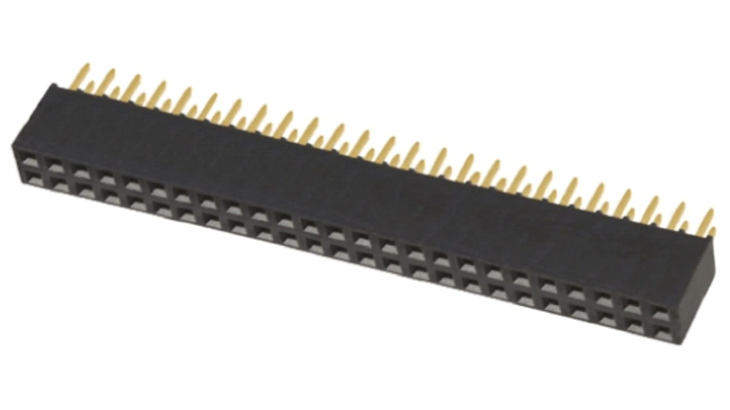 Samtec SSQ Series Straight Through Hole Mount PCB Socket, 50-Contact, 2-Row, 2.54mm Pitch, Solder Termination