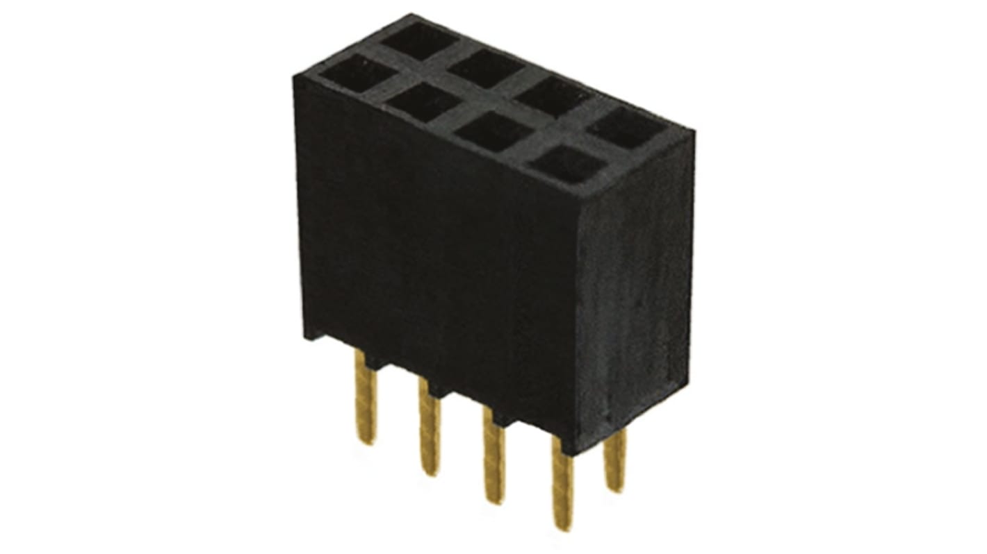 Samtec SSW Series Straight Through Hole Mount PCB Socket, 8-Contact, 2-Row, 2.54mm Pitch, Solder Termination