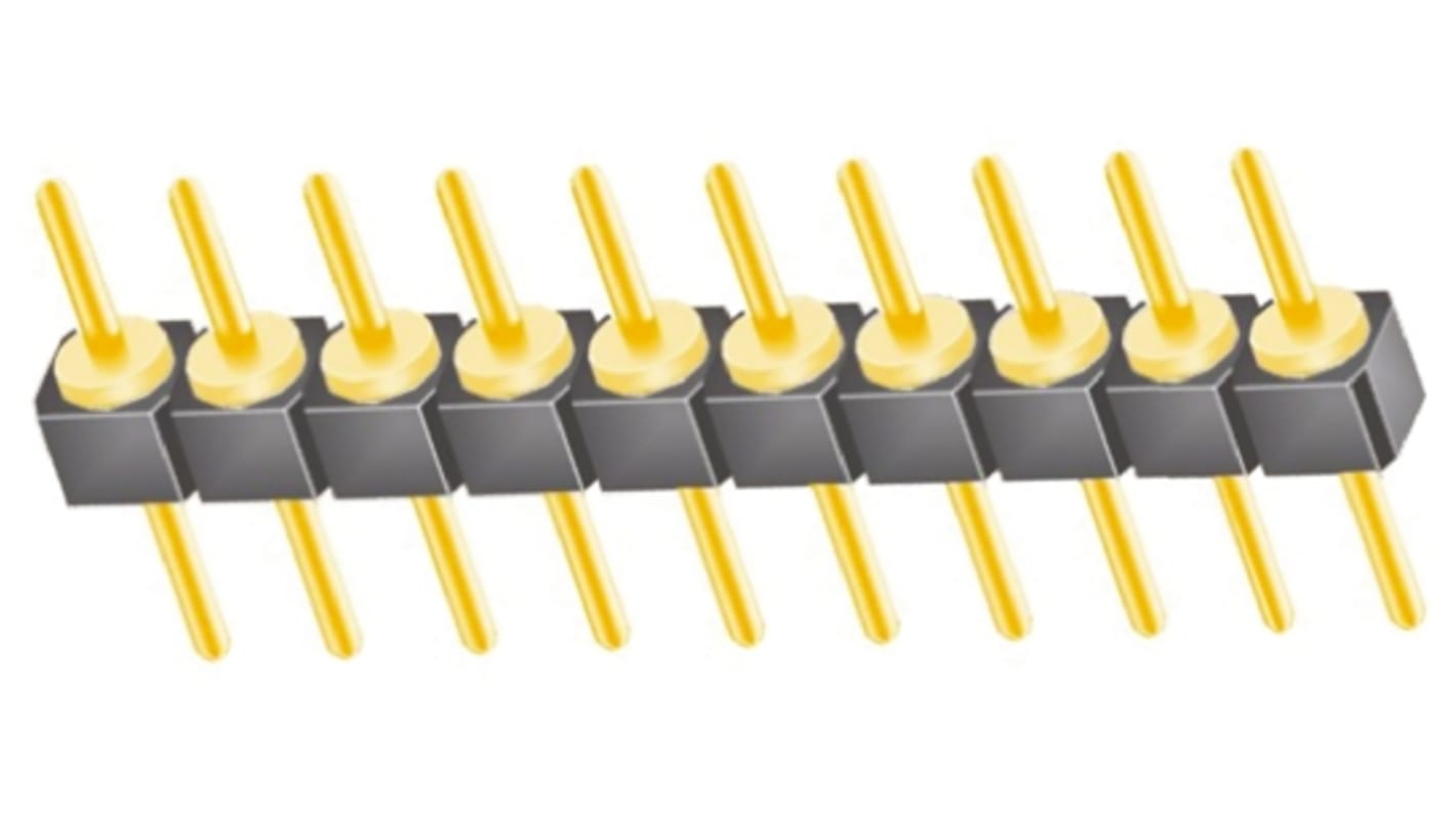 Samtec TS Series Straight Through Hole Pin Header, 10 Contact(s), 2.54mm Pitch, 1 Row(s), Unshrouded