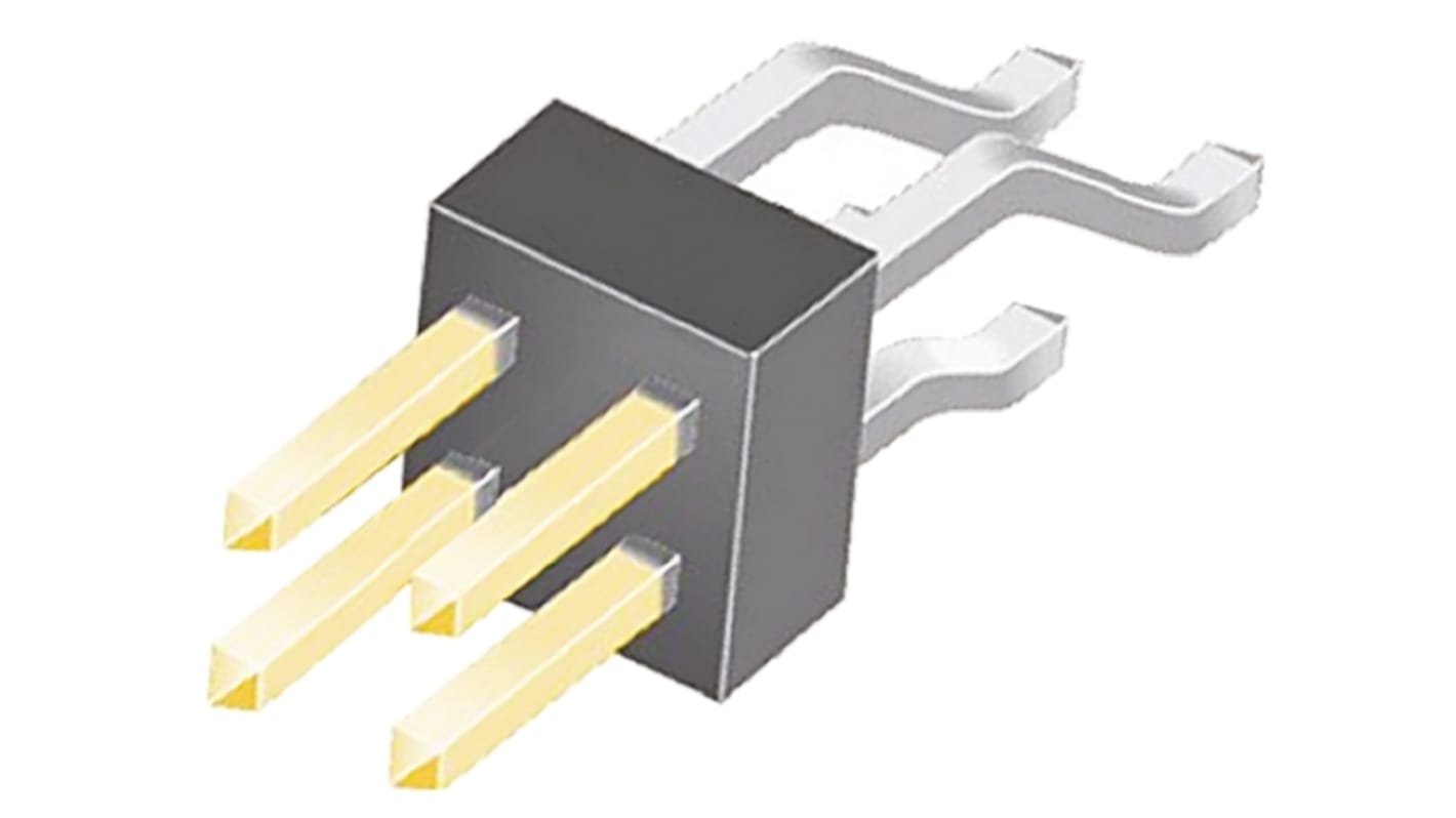 Regleta de pines Ángulo de 90° Samtec serie TSM de 4 vías, 2 filas, paso 2.54mm, para soldar, Montaje Superficial