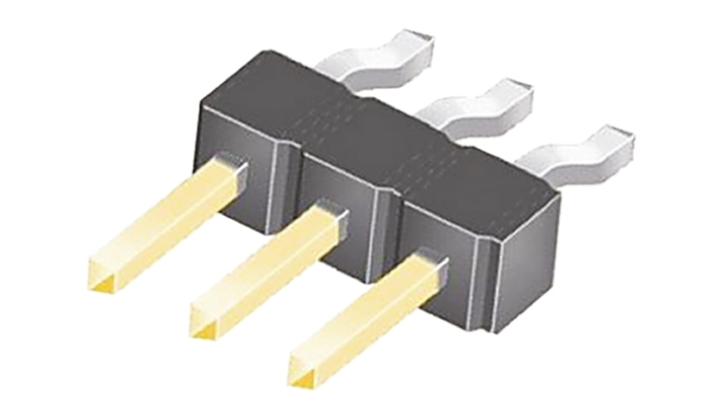 Samtec TSM Series Right Angle Surface Mount Pin Header, 3 Contact(s), 2.54mm Pitch, 1 Row(s), Unshrouded