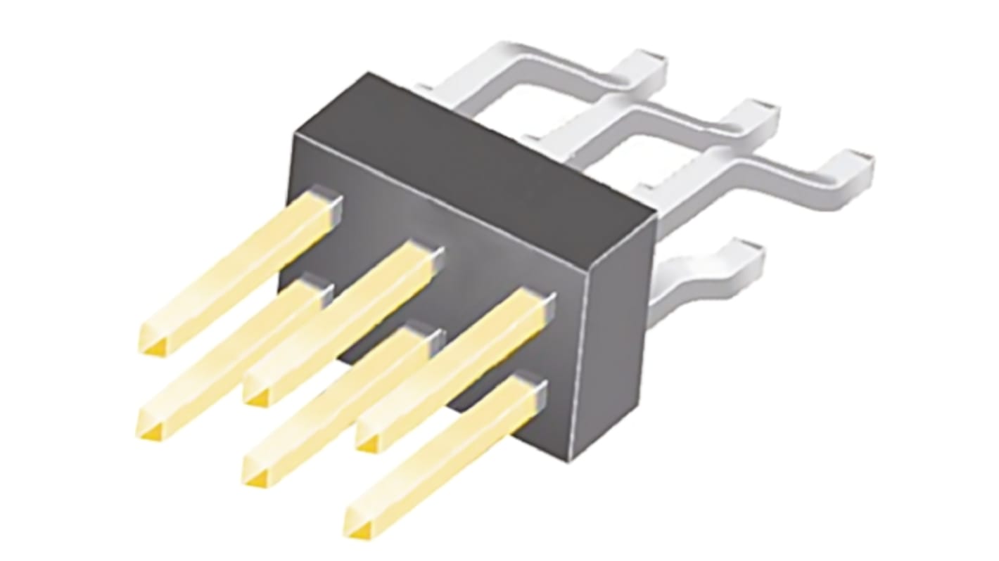 Regleta de pines Ángulo de 90° Samtec serie TSM de 6 vías, 2 filas, paso 2.54mm, para soldar, Montaje Superficial