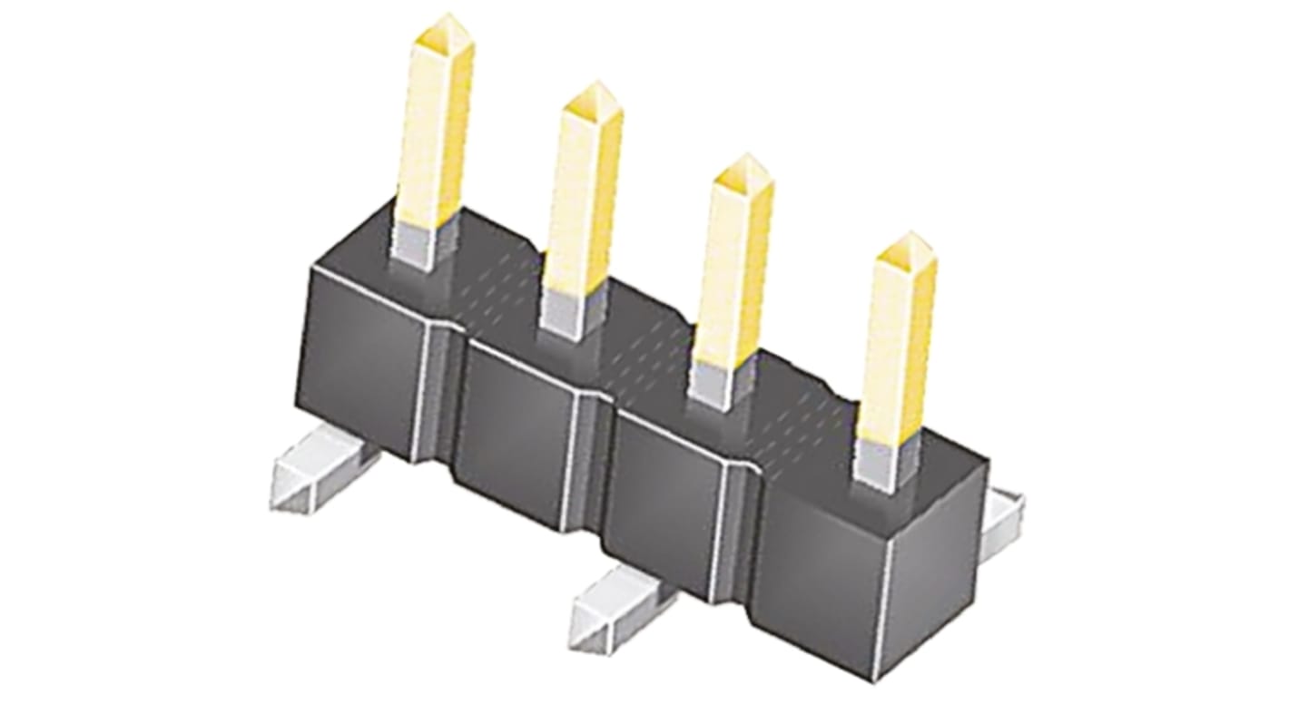 Samtec TSM, 2.54mm pitch, 4-polet med 1 rækker Lige Hanstiftliste, Overflademontering