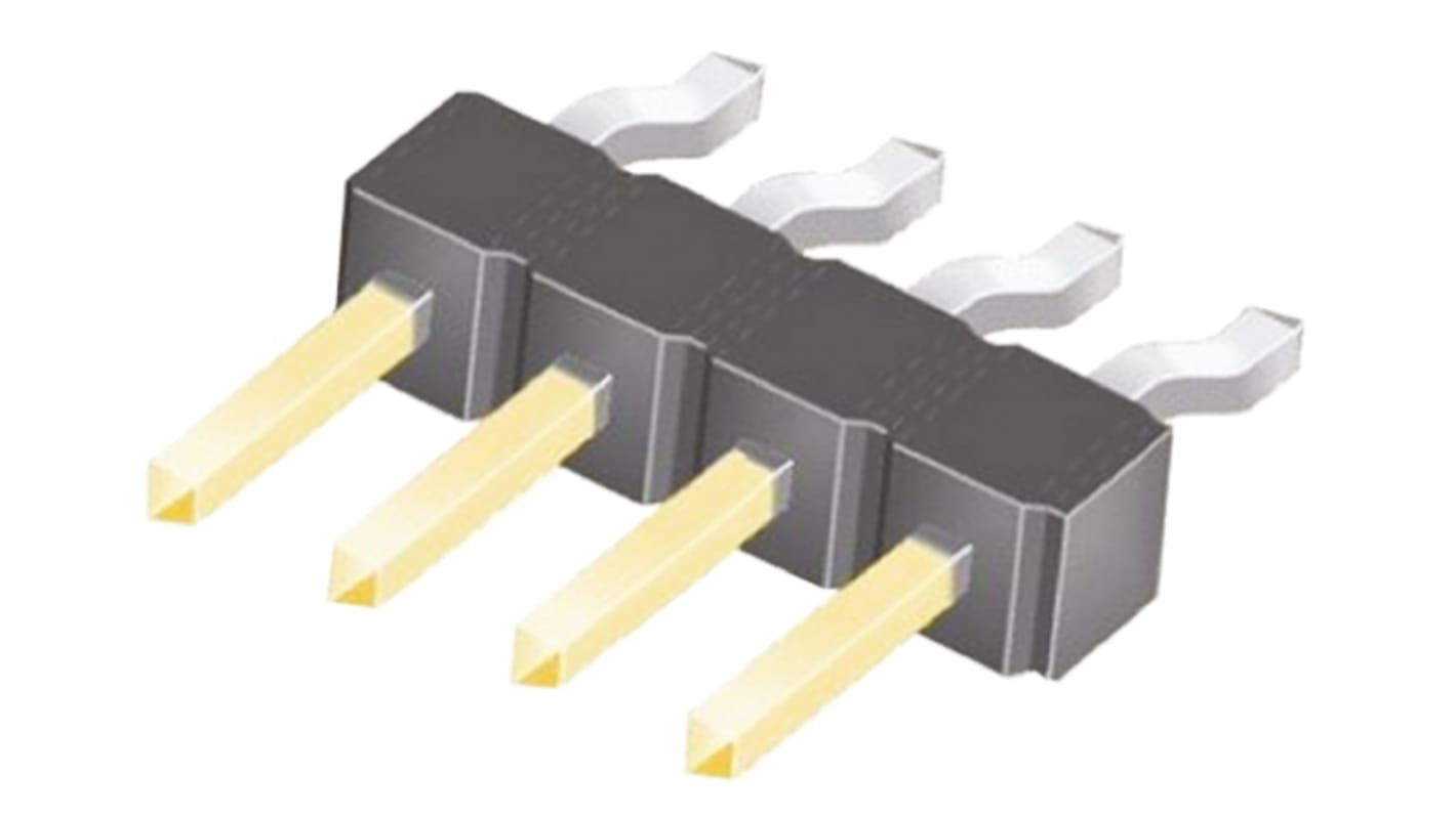 Samtec TSM Series Horizontal Surface Mount Pin Header, 4 Contact(s), 2.54mm Pitch, 1 Row(s), Unshrouded