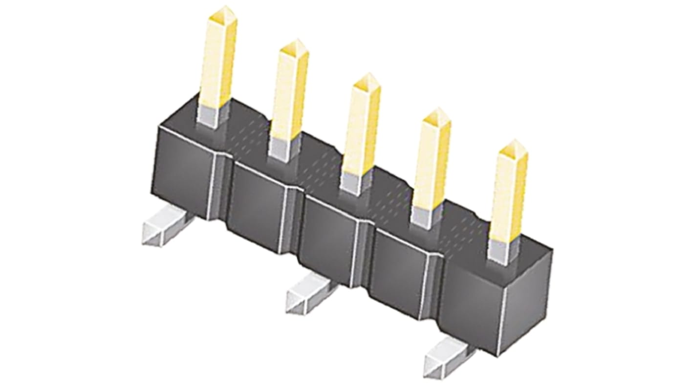 Samtec TSM Series Straight Surface Mount Pin Header, 5 Contact(s), 2.54mm Pitch, 1 Row(s), Unshrouded