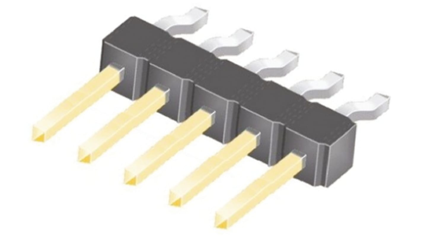 Samtec TSM Series Right Angle Surface Mount Pin Header, 5 Contact(s), 2.54mm Pitch, 1 Row(s), Unshrouded