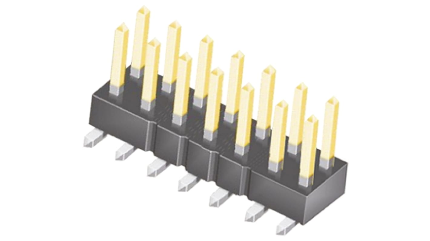 Samtec TSM Series Straight Surface Mount Pin Header, 14 Contact(s), 2.54mm Pitch, 2 Row(s), Unshrouded