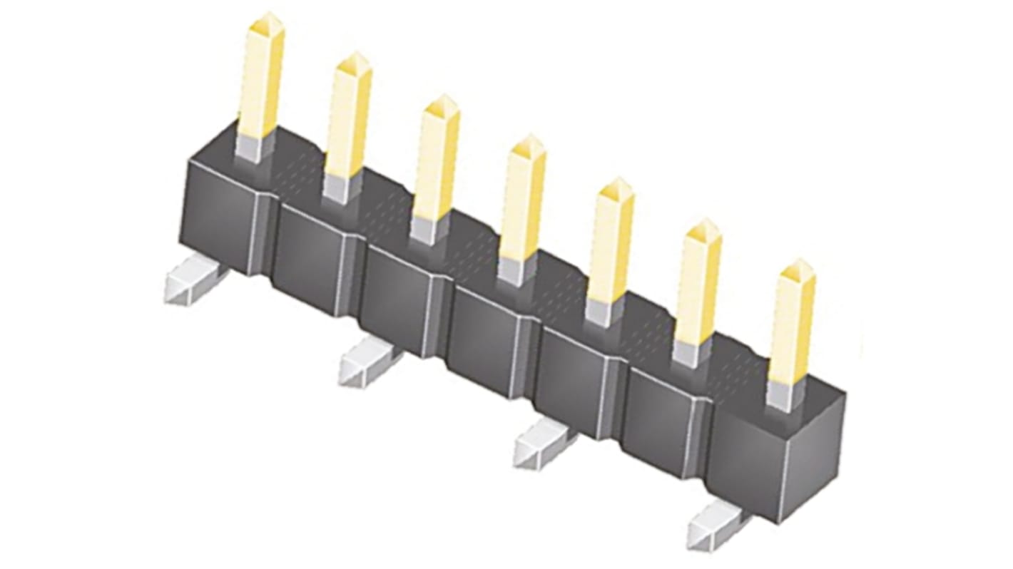 Samtec TSM Series Straight Surface Mount Pin Header, 7 Contact(s), 2.54mm Pitch, 1 Row(s), Unshrouded