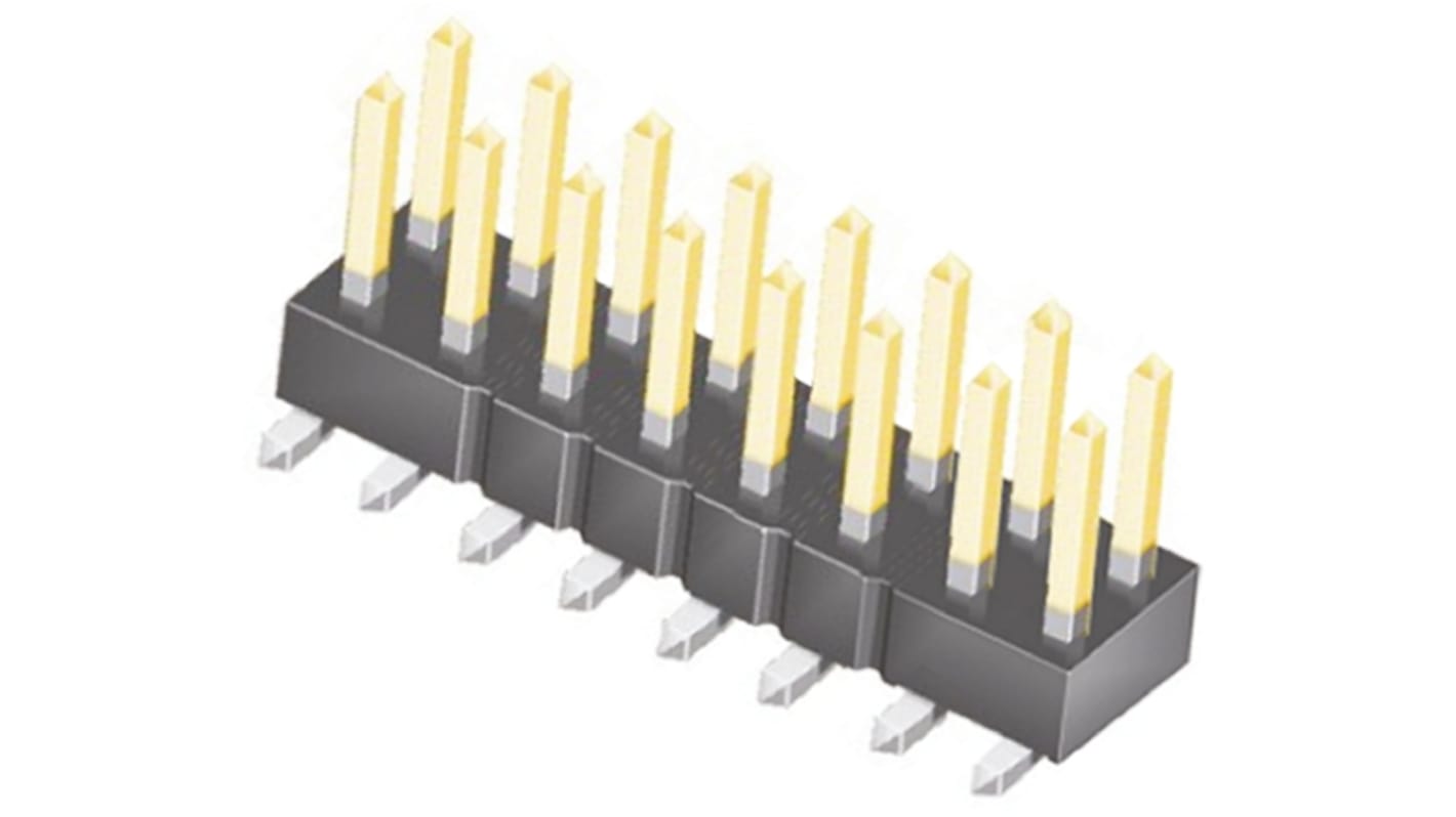 Samtec TSM Series Straight Surface Mount Pin Header, 16 Contact(s), 2.54mm Pitch, 2 Row(s), Unshrouded