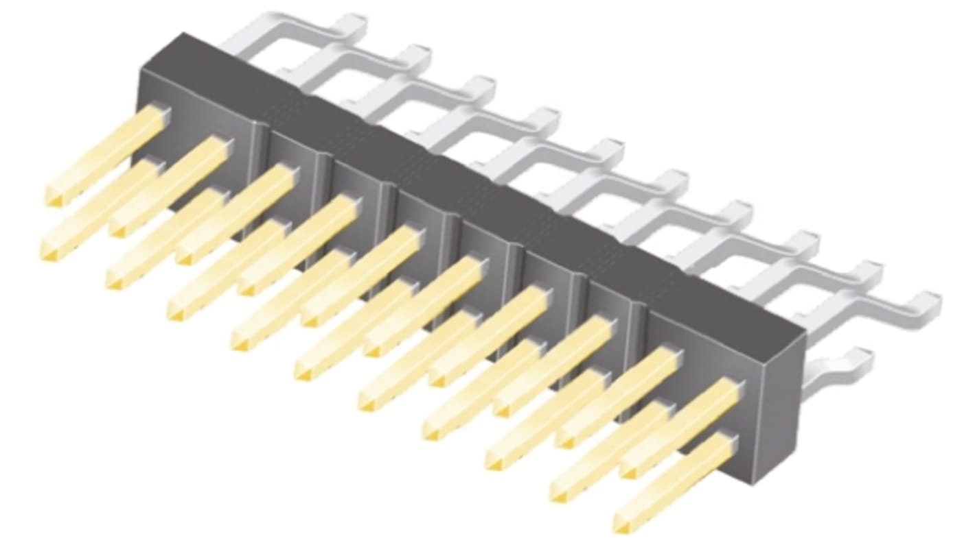 Samtec TSM Series Right Angle Surface Mount Pin Header, 20 Contact(s), 2.54mm Pitch, 2 Row(s), Unshrouded