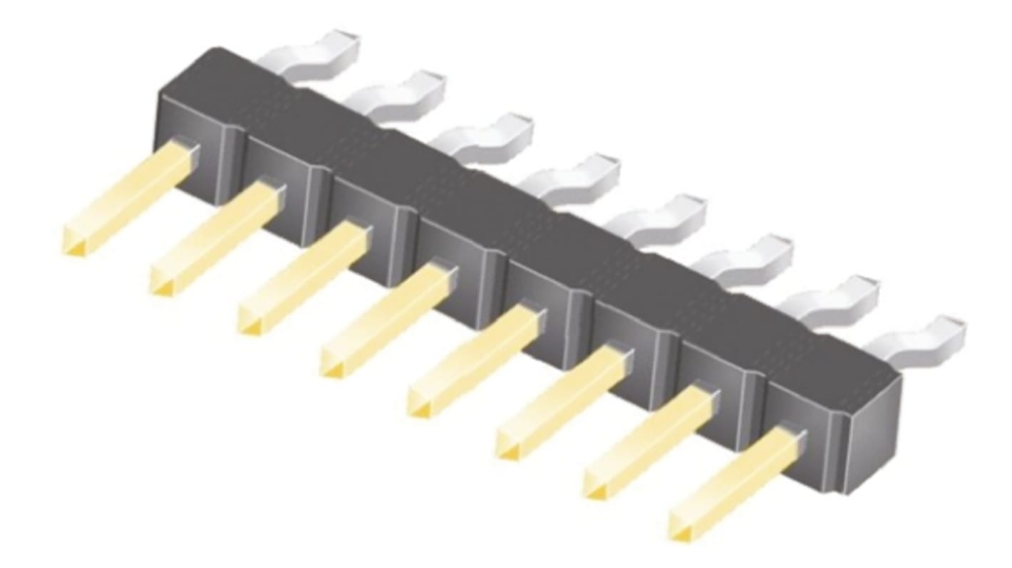 Samtec TSM Series Right Angle Surface Mount Pin Header, 12 Contact(s), 2.54mm Pitch, 1 Row(s), Unshrouded