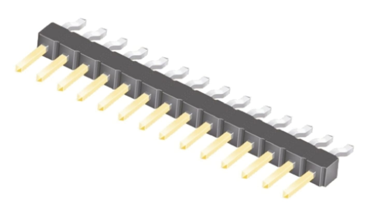 Samtec TSM Series Right Angle Surface Mount Pin Header, 14 Contact(s), 2.54mm Pitch, 1 Row(s), Unshrouded