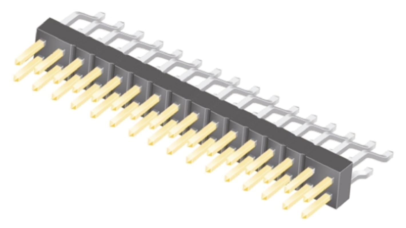 Samtec TSM Series Right Angle Surface Mount Pin Header, 32 Contact(s), 2.54mm Pitch, 2 Row(s), Unshrouded