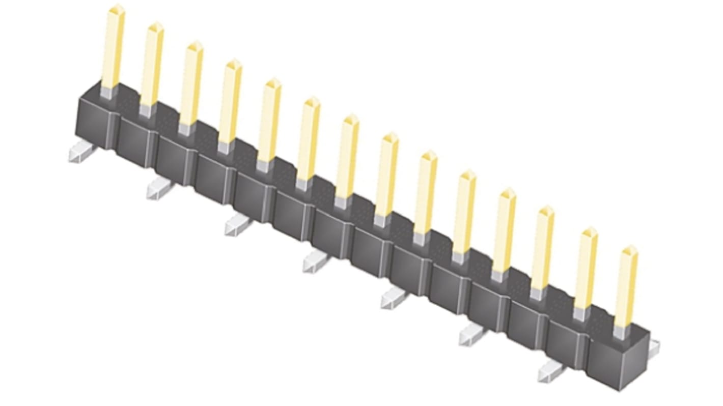 Samtec TSM Series Straight Surface Mount Pin Header, 14 Contact(s), 2.54mm Pitch, 1 Row(s), Unshrouded