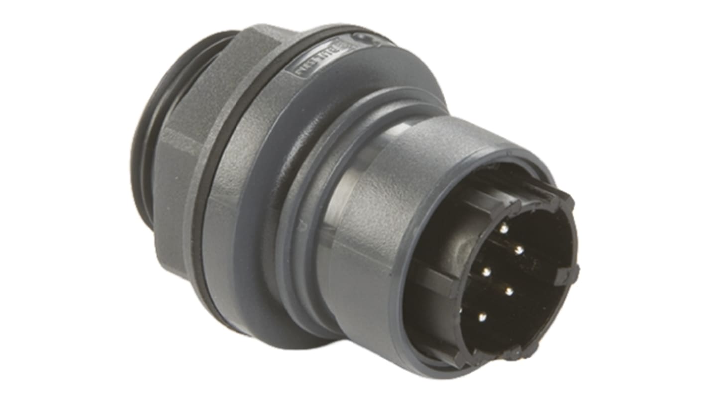 Conector circular Bulgin macho serie Buccaneer 6000 de 8 vías macho, tamaño carcasa 32, Montaje frontal, IP66, IP68,