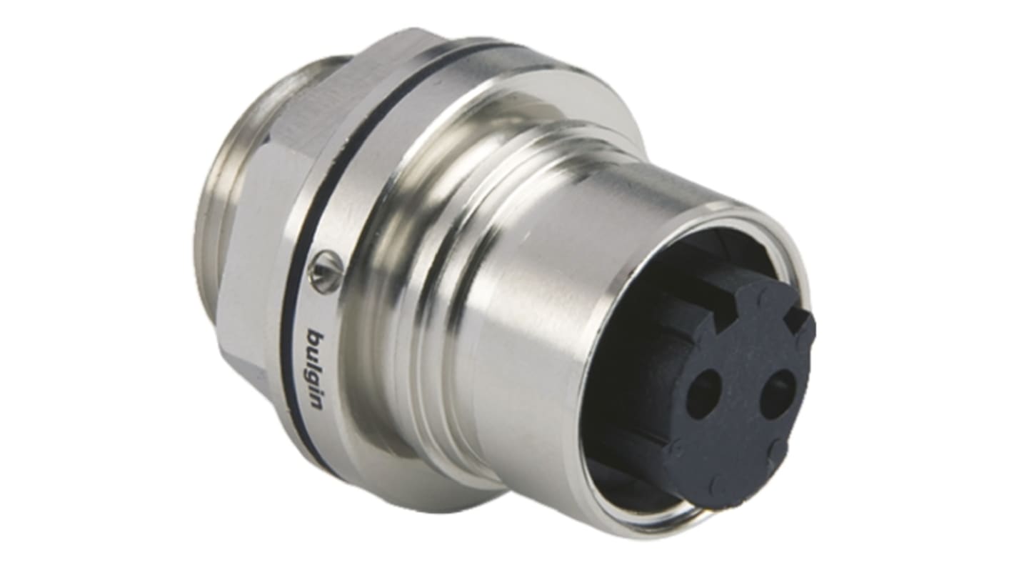 Bulgin Circular Connector, 2 Contacts, Front Mount, Socket, Female, IP66, IP68, IP69K, Buccaneer 6000 Series