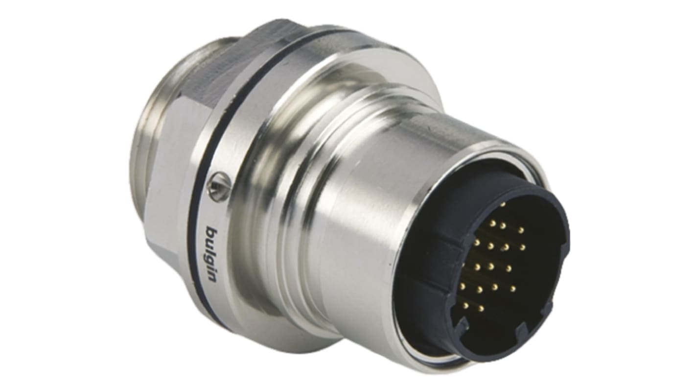 Bulgin Circular Connector, 22 Contacts, Front Mount, Plug, Male, IP66, IP68, IP69K, Buccaneer 6000 Series