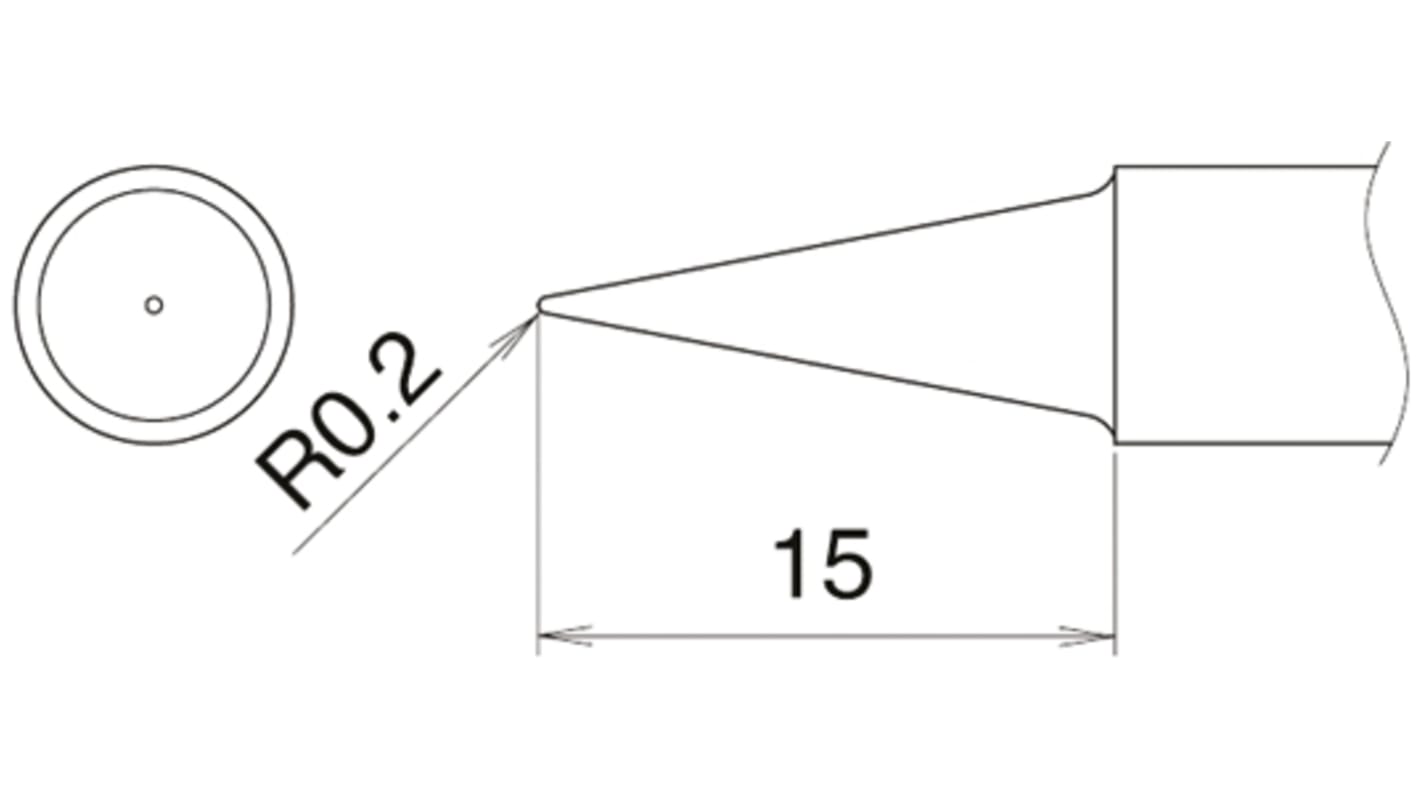 Hakko 0.2 mm Straight Conical Soldering Iron Tip