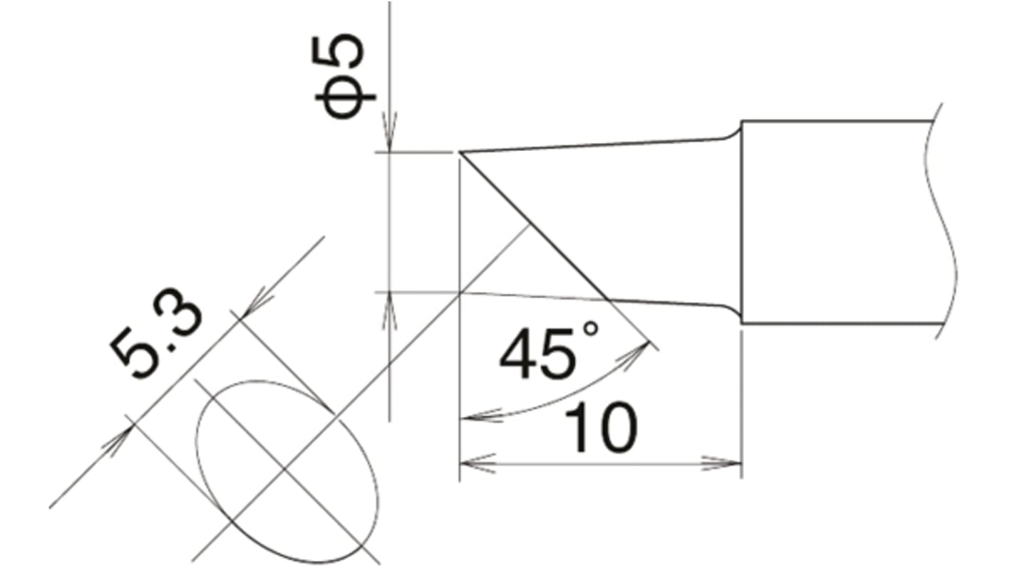 Hakko 5 mm Bevel Soldering Iron Tip