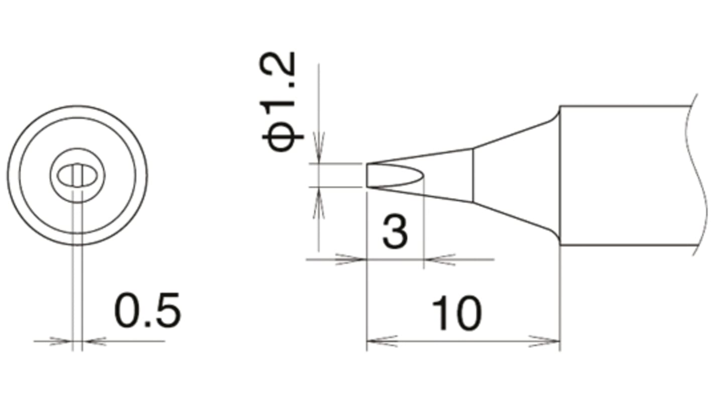 ハッコー はんだごて交換コテ先 T22シリーズ1.2 mm, マイナスドライバ形状T22-D12