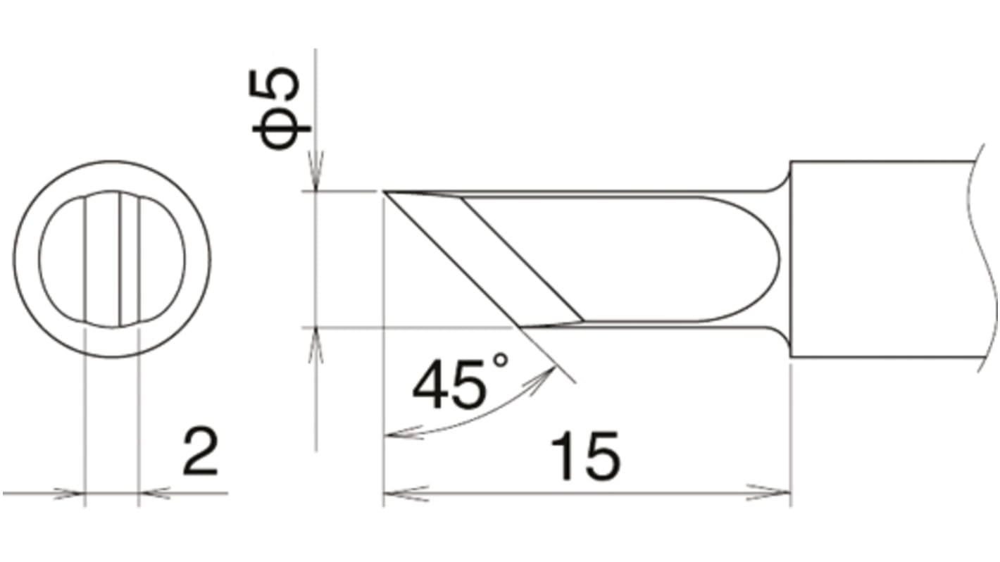 Hakko 5 mm Straight Knife Soldering Iron Tip