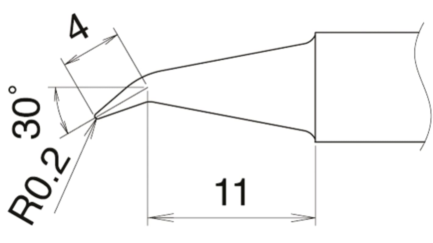 Hakko 0.2 mm Bent Chisel Soldering Iron Tip