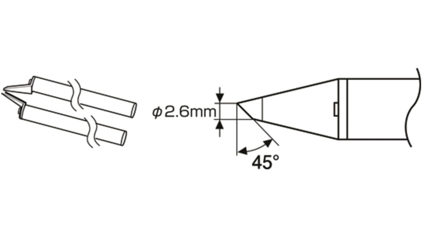 ハッコー はんだごて交換コテ先2.6 mm, 曲がったチゼルA1576