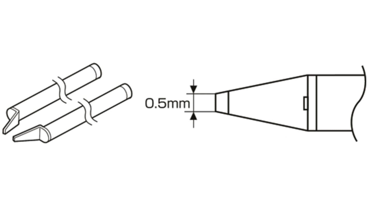 Hakko 0.5 mm Bent Chisel Soldering Iron Tip