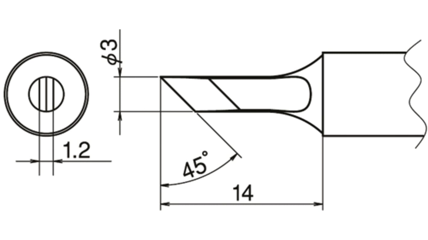 Hakko 3 mm Straight Knife Soldering Iron Tip for use with Hakko FX-8301; FX-8302 Soldering Iron