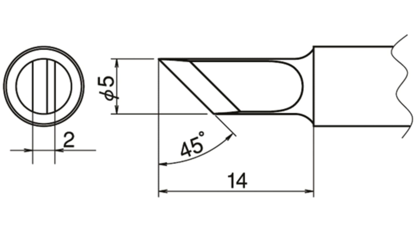 Hakko 5 mm Straight Knife Soldering Iron Tip for use with Hakko FX-8301; FX-8302 Soldering Iron