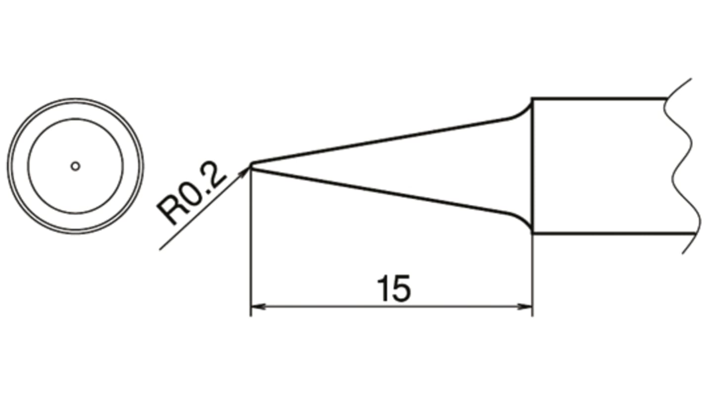 Hakko 0.2 mm Straight Conical Soldering Iron Tip