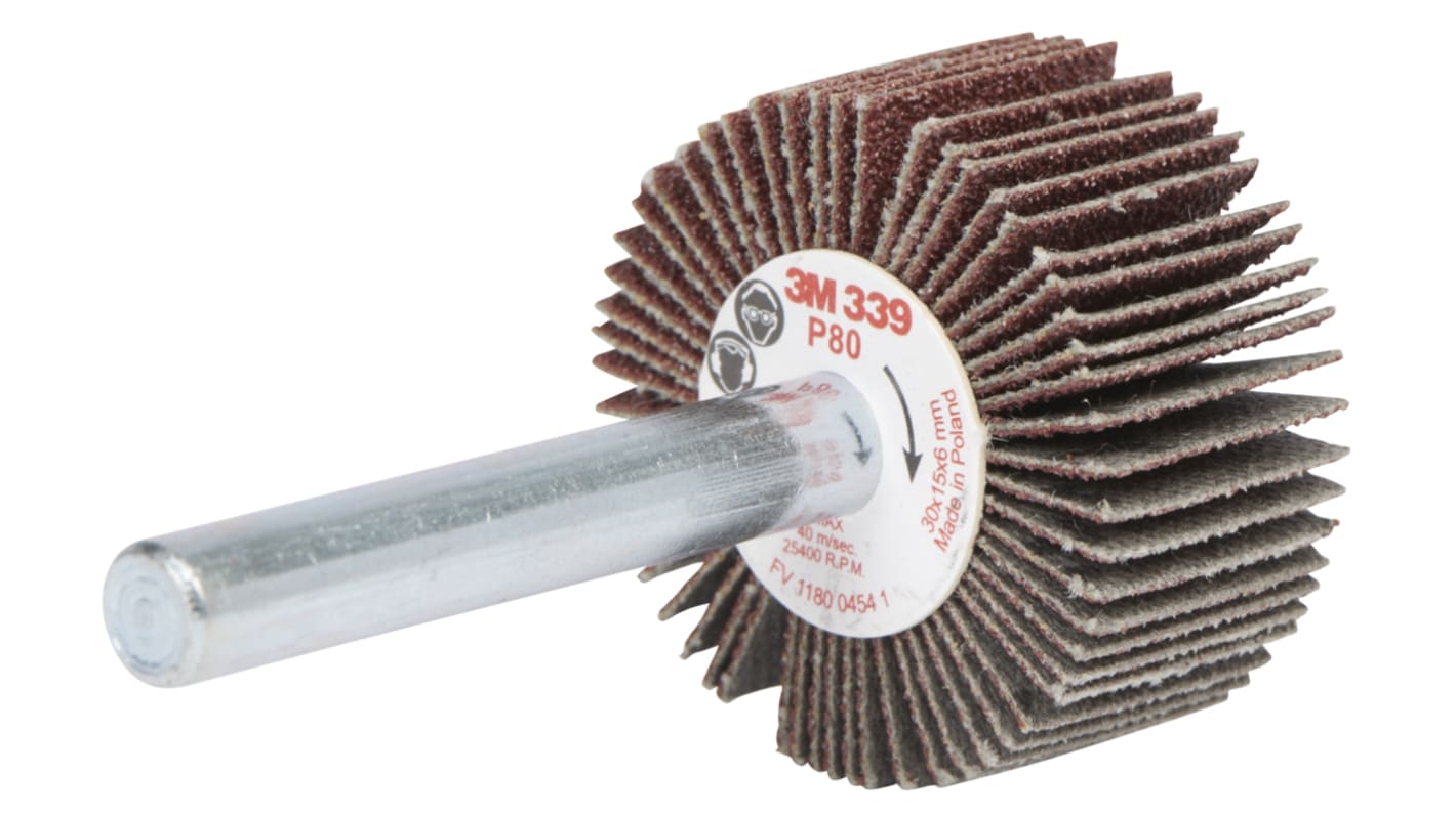 FC110075536 3M 339 Aluminium Oxide Flap Wheel, 30mm Diameter, P80