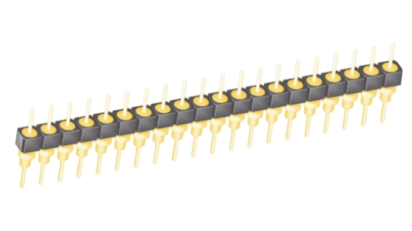 Samtec BBS Series Straight Through Hole Pin Header, 20 Contact(s), 2.54mm Pitch, 1 Row(s), Unshrouded