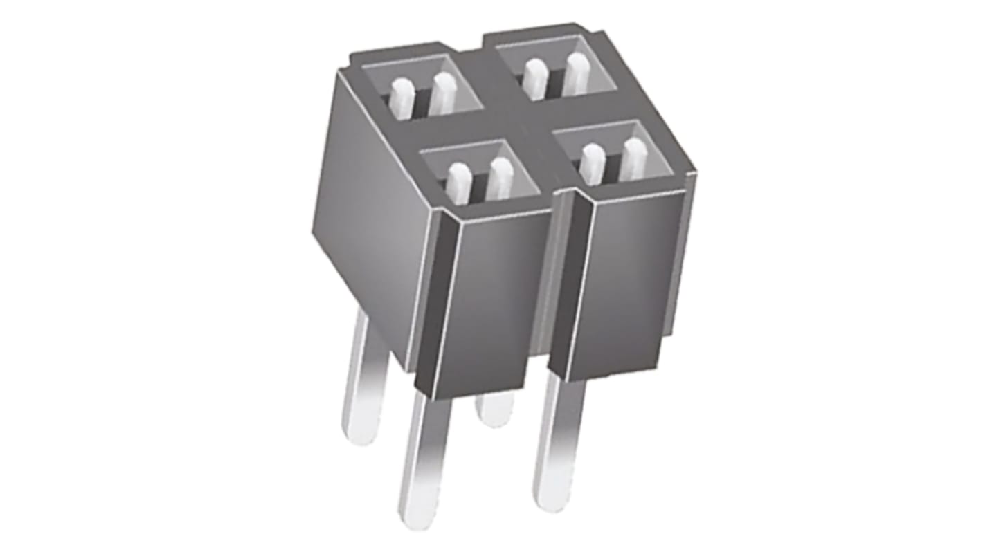 Conector hembra para PCB Samtec serie CES, de 4 vías en 2 filas, paso 2.54mm, 333 V, 12A, Montaje en orificio pasante,