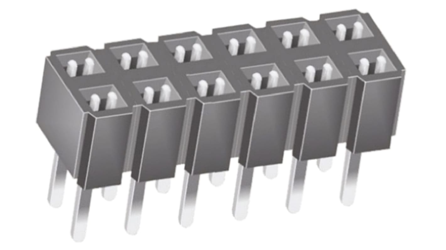 Samtec CES Series Straight Through Hole Mount PCB Socket, 12-Contact, 2-Row, 2.54mm Pitch, Through Hole Termination