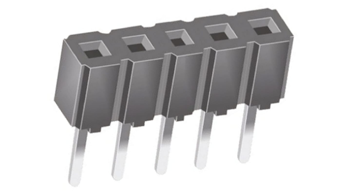 Samtec CES Series Straight Through Hole Mount PCB Socket, 4-Contact, 1-Row, 2.54mm Pitch, Through Hole Termination