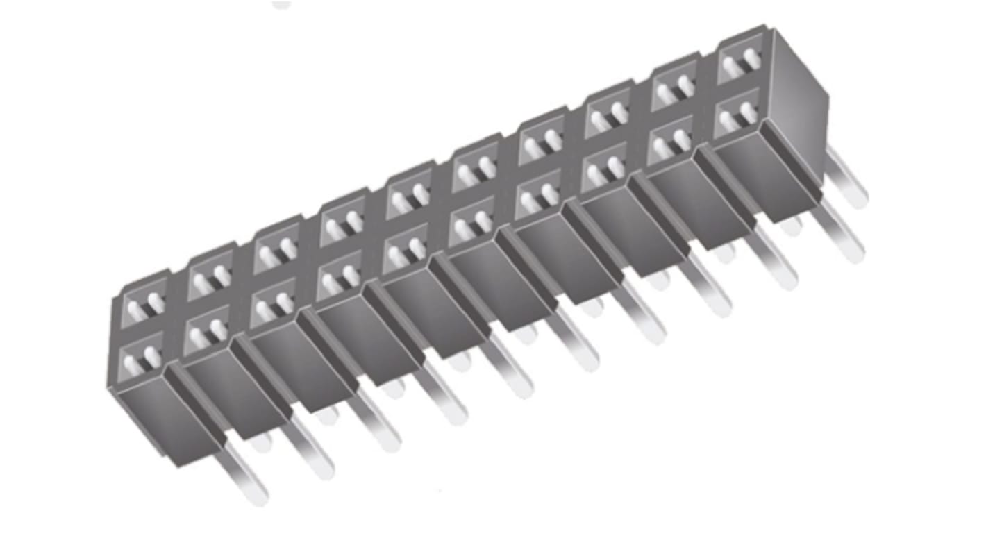 Samtec CES Series Straight Through Hole Mount PCB Socket, 20-Contact, 2-Row, 2.54mm Pitch, Through Hole Termination