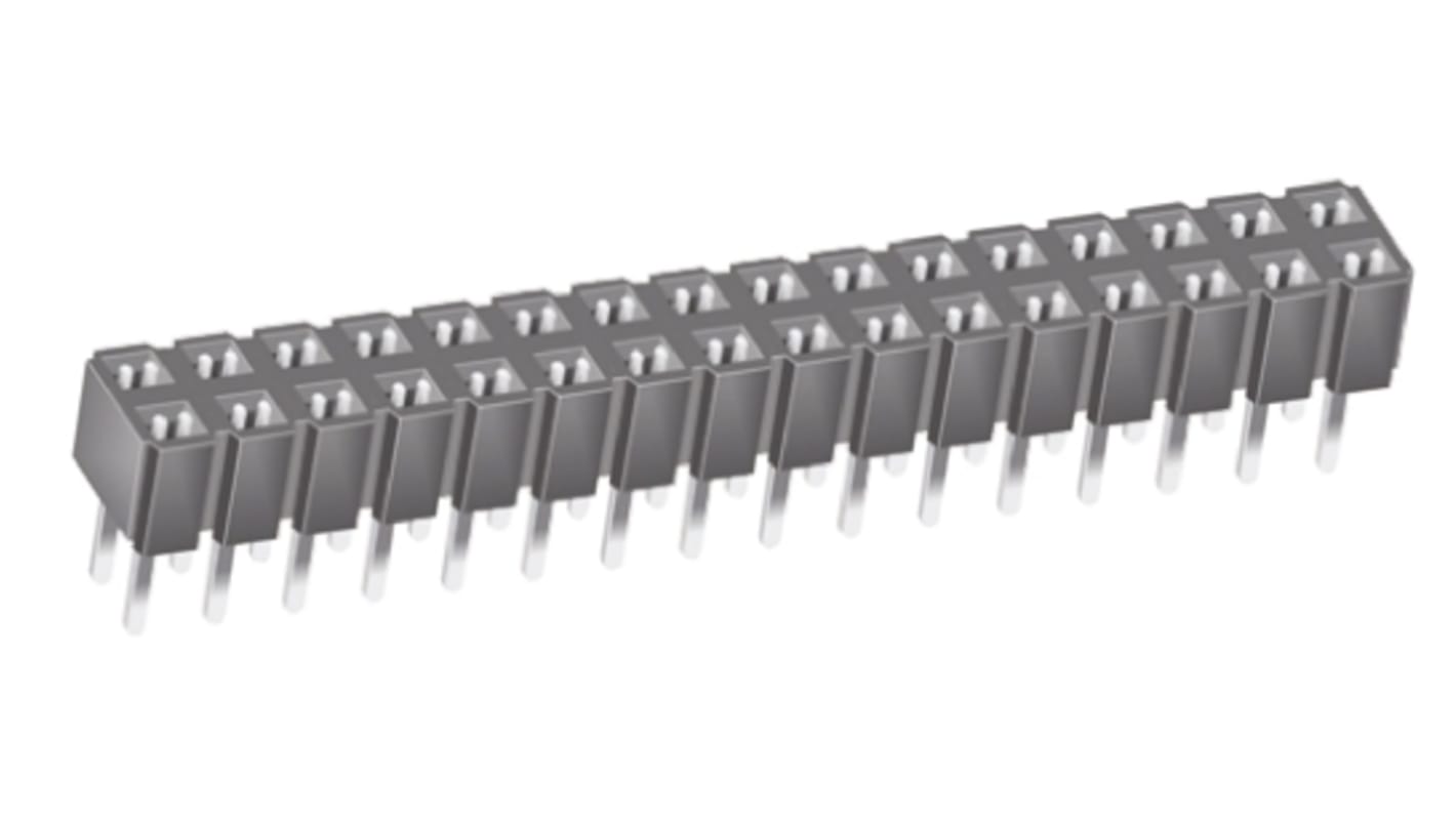 Samtec CES Series Straight Through Hole Mount PCB Socket, 32-Contact, 2-Row, 2.54mm Pitch, Through Hole Termination