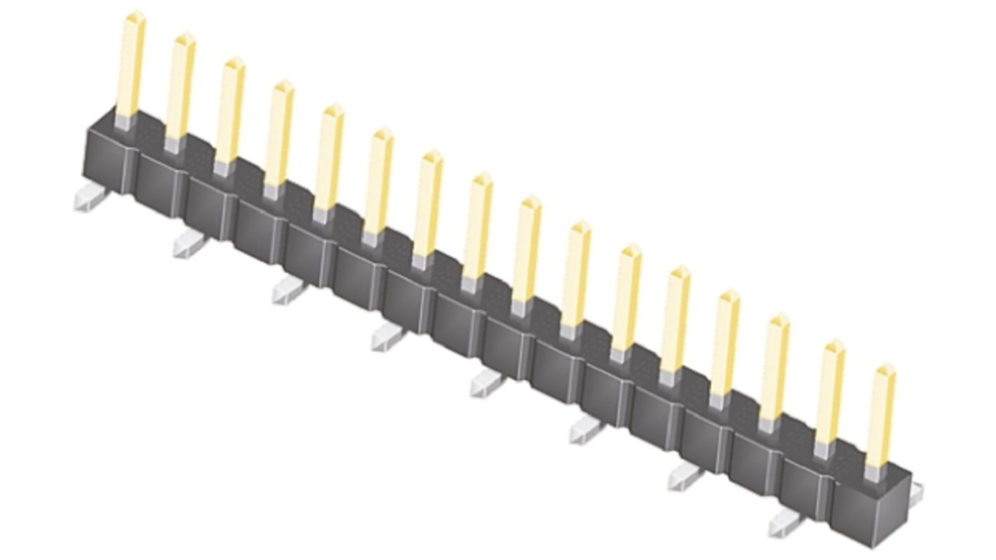 Samtec TSM Series Straight Surface Mount Pin Header, 16 Contact(s), 2.54mm Pitch, 1 Row(s), Unshrouded