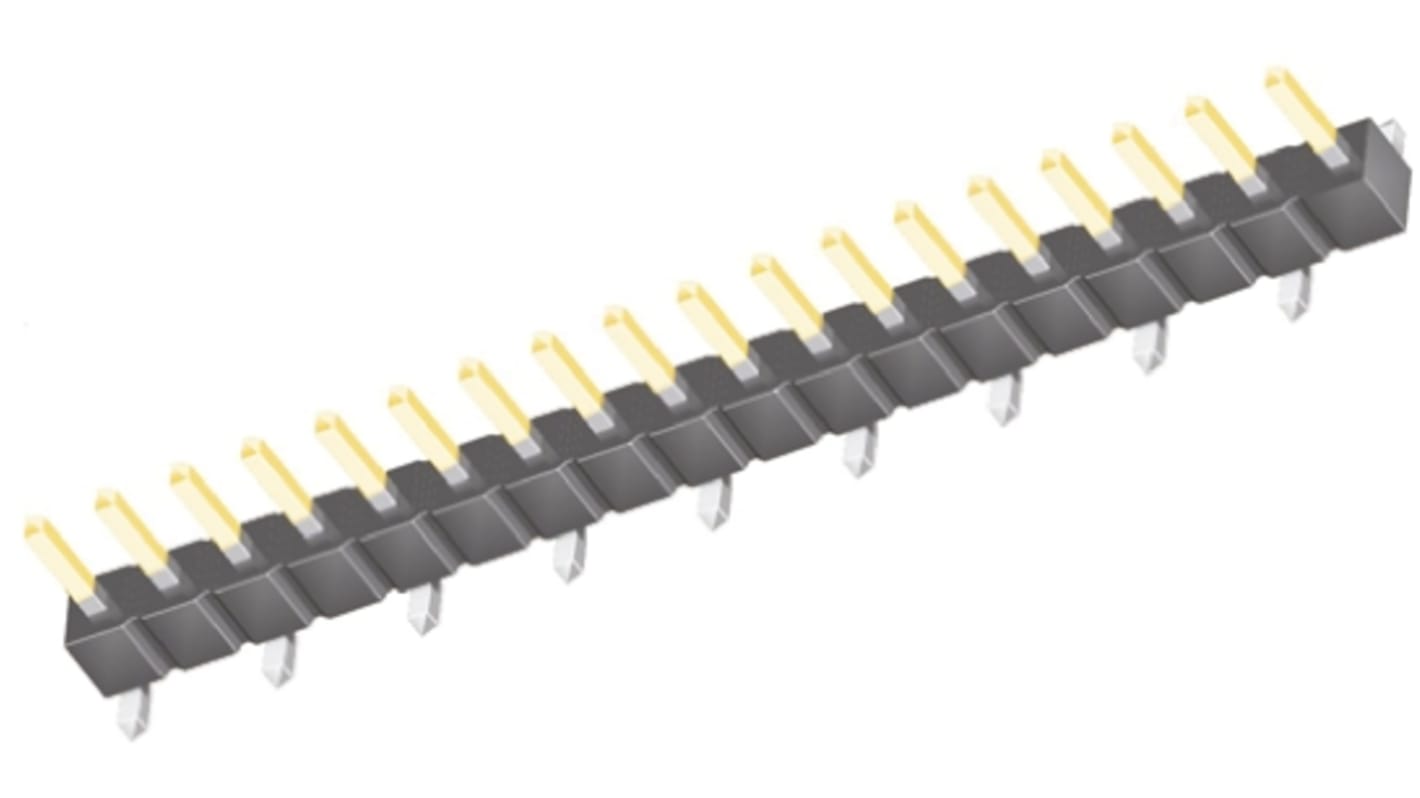 Samtec TSM Series Straight Surface Mount Pin Header, 18 Contact(s), 2.54mm Pitch, 1 Row(s), Unshrouded