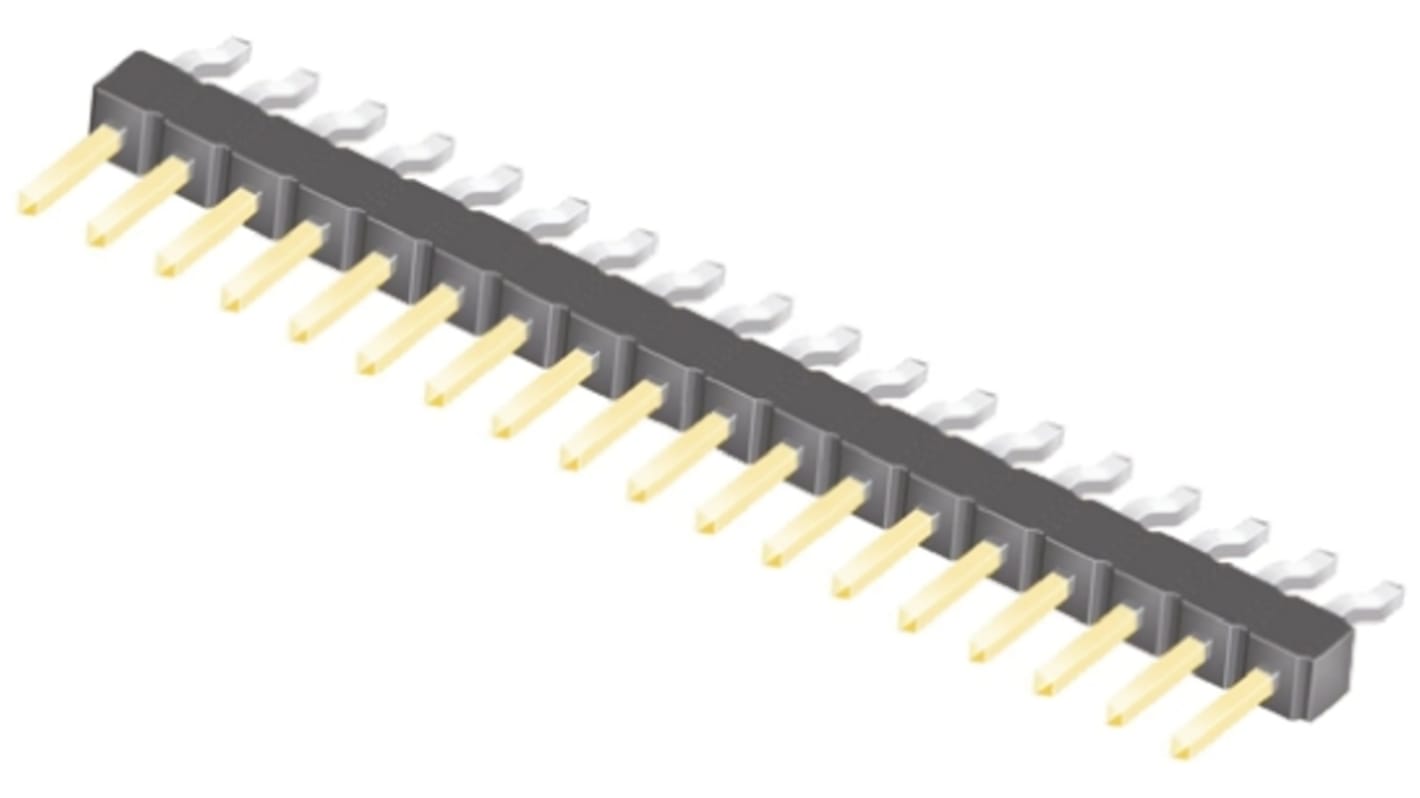 Samtec TSM Series Right Angle Surface Mount Pin Header, 18 Contact(s), 2.54mm Pitch, 1 Row(s), Unshrouded