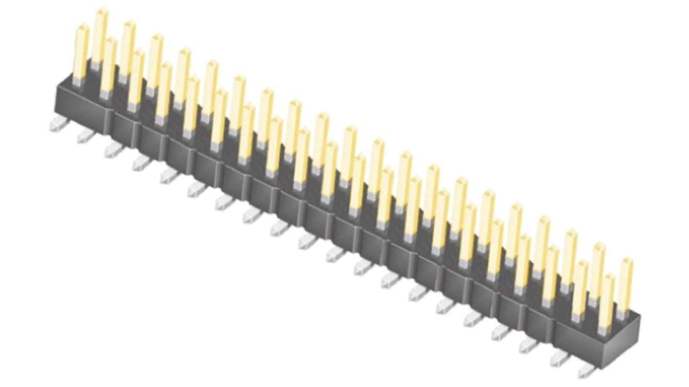 Samtec TSM Series Straight Surface Mount Pin Header, 40 Contact(s), 2.54mm Pitch, 2 Row(s), Unshrouded