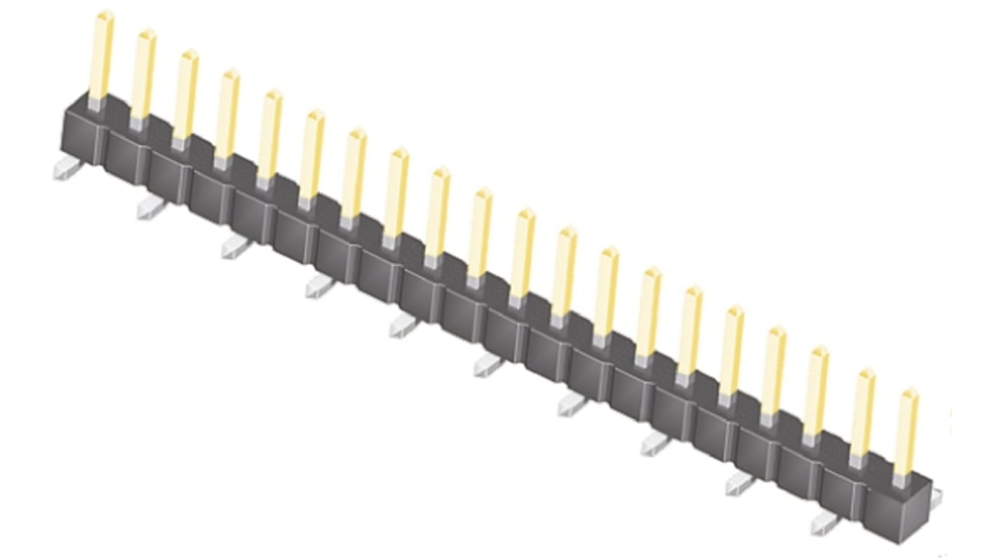 Samtec TSM Series Straight Surface Mount Pin Header, 20 Contact(s), 2.54mm Pitch, 1 Row(s), Unshrouded