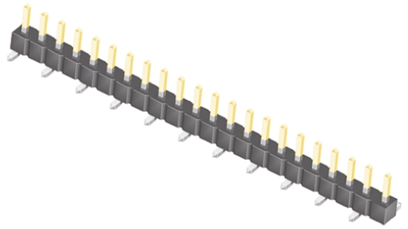 Samtec TSM Series Straight Surface Mount Pin Header, 22 Contact(s), 2.54mm Pitch, 1 Row(s), Unshrouded