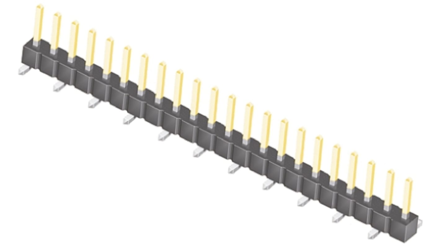 Samtec TSM Series Straight Surface Mount Pin Header, 22 Contact(s), 2.54mm Pitch, 1 Row(s), Unshrouded